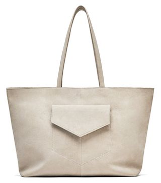 Zara + Leather Tote Bag With Pocket