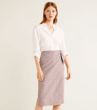 Mango + Linen-Blend Wrap Skirt