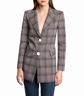 Pixie Market + Chelsea Grey Plaid Button Blazer