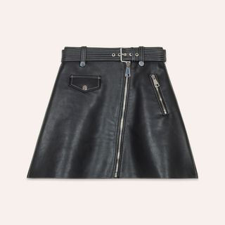 Maje + Leather A-Line Skirt