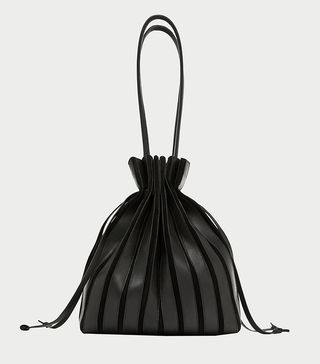 Zara + Leather Bucket Bag With Gussets Detail