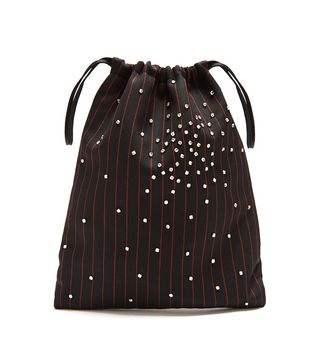 Attico + Crystal-Embellished Striped Drawstring Pouch