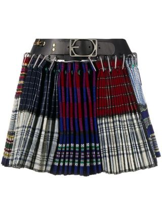 Chopova Lowena + Belted Safety Pins Pleated Skirt