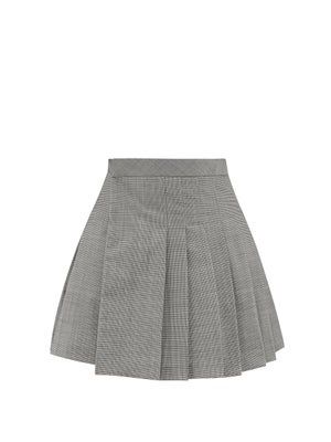 Matthew Adams Dolan + Pleated Houndstooth Wool-Blend Mini Skirt