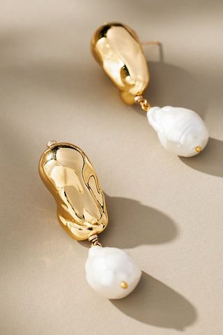 By Anthropologie + Abstract Pearl Drop Earrings