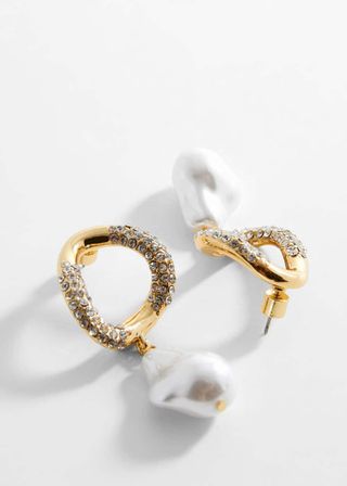 Mango + Pearl-Bead Hoops Earrings