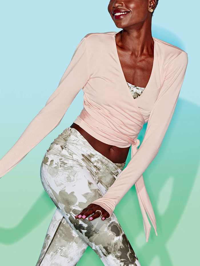 JoyLab + Blush Long-Sleeve Wrap T-Shirt
