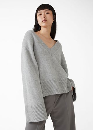 
Other Stories + Oversized Lambswool V-Neck Sweater