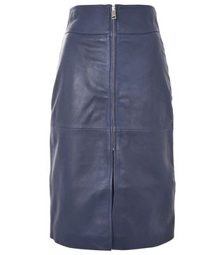 Topshop + Zip Front Leather Skirt