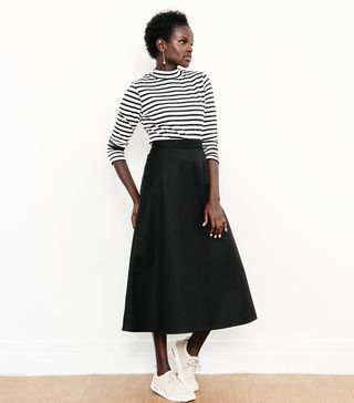 Of a Kind + Black A-Line Midi Skirt