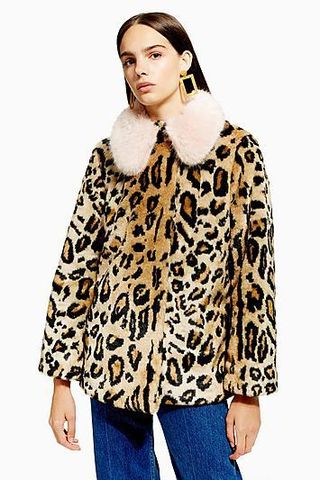 Topshop + Petite Leopard Faux Fur Coat