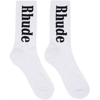 Rhude + Black 
White RH Vertical Socks