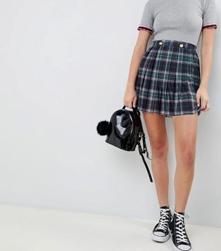 ASOS + Pleated Check Mini Skirt