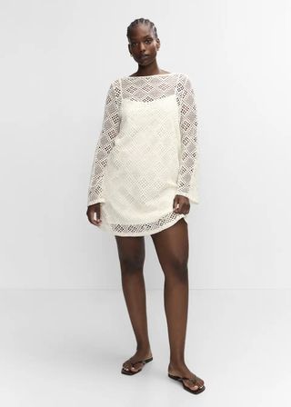 Mango + Geometric-Pattern Openwork Dress