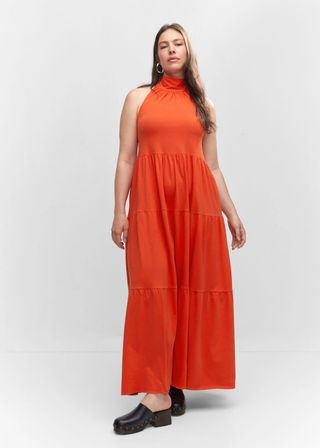 Mango + Halter Neck Open Back Dress