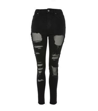 Topshop + Moto Black Fishnet Jamie Jeans