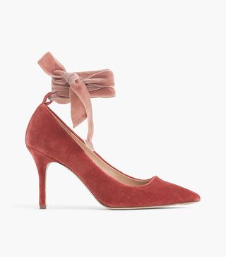 J.Crew + Elsie Velvet Ankle-Wrap Pumps