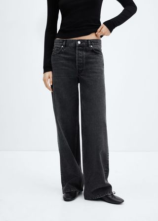 Mango + Wideleg Mid-Rise Jeans