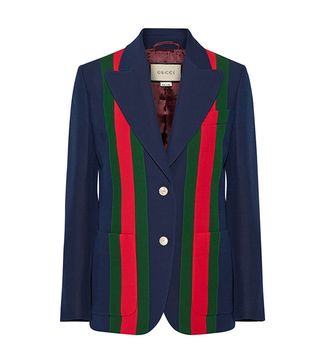 Gucci + Striped Wool and Silk-Blend Crepe Blazer