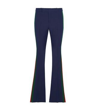 Gucci + Striped Wool and Silk-Blend Cady Flared Pants