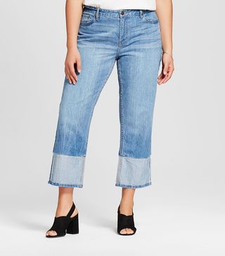 Who What Wear + Contrast Cuff Straight Leg Jeans