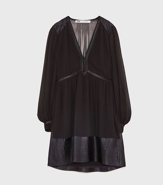 Zara + Short Dress With V Neck