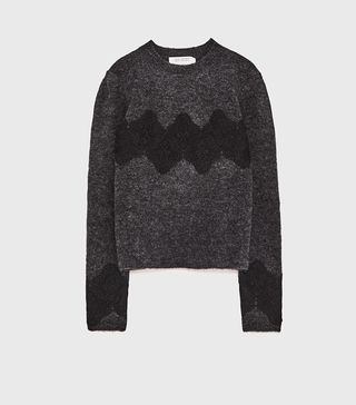 Zara + Sweater With Contrasting Lace