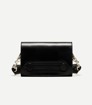 Zara + Leather Cross Body Bag With Flap Details