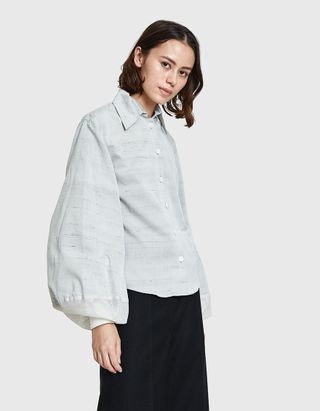 Lemaire + Large Sleeve Shirt in Pearl Grey