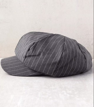 Lulu's + Dabney Grey Striped Baker Boy Hat
