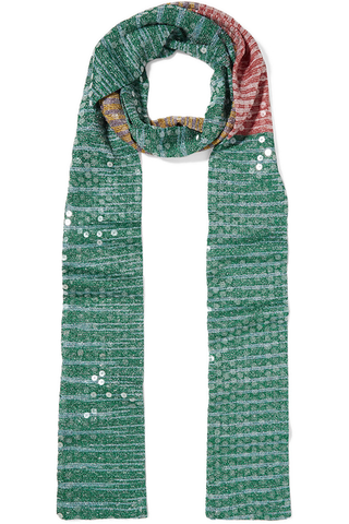 Missoni + Sequined Striped Crochet-Knit Scarf