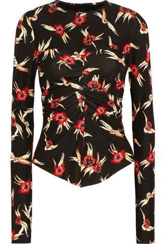 Isabel Marant + Domino Ruched Floral-Print Stretch-Crepe Top