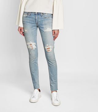 Re/Done + Low-Rise Distressed Skinny Jeans