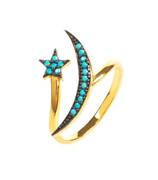 Latelita + Moon & Star Ring Gold Turquoise