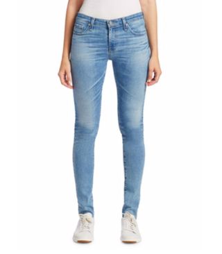 AG + Farrah High-Rise Ankle Jeans with Raw Hem