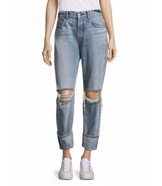 7 For All Mankind + Rickie Wide-Cuff Distressed Jeans