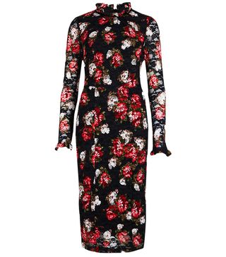 Marks & Spencer + Floral Lace Long-Sleeve Bodycon Midi Dress