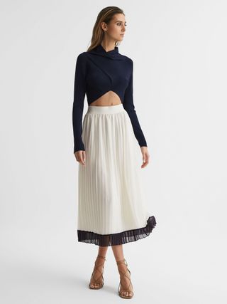 Reiss + Osti Pleated Midi Skirt