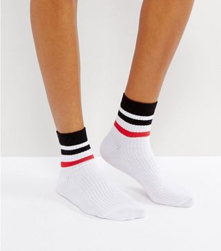 Asos + Stripe Rib Ankle Socks