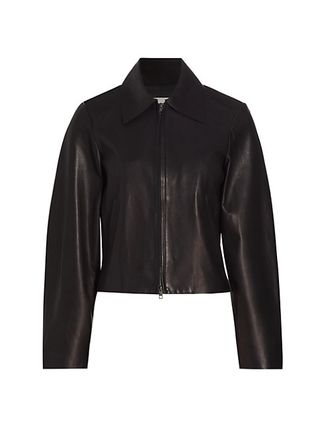 Vince + Leather Zip-Front Jacket