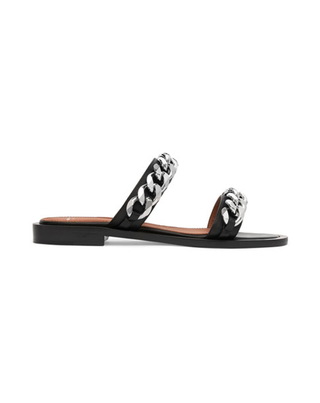 Givenchy + Chain-Trimmed Leather Sandals