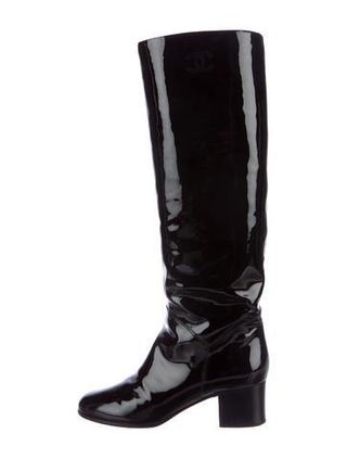 Chanel + CC Patent Knee-High Boots