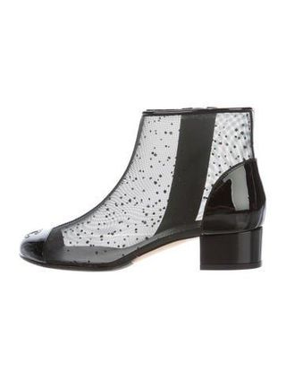 Chanel + Cap-Toe Mesh Ankle Boots