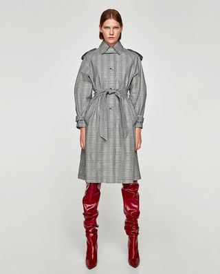Zara + Checked Trench Coat