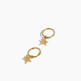 Madewell + 14k Gold Charm Hoop Earrings