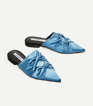 Zara + Flat Gathered Mules With Pointed Toes