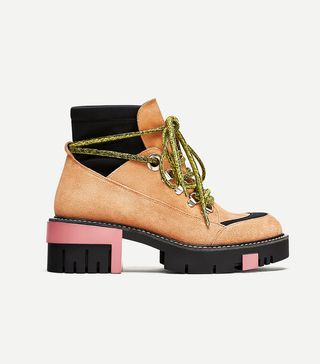 Zara + Split Suede Ankle Boots With Track Sole