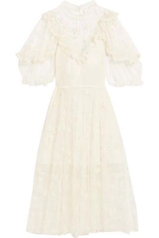 Chloé + Ruffled Embroidered Lace Gown