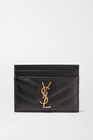 Saint Laurent + Monogramme Quilted Textured-Leather Cardholder