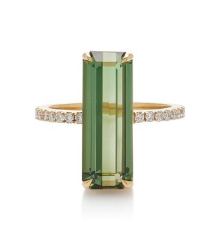 Yi Collection + Supreme Deco 18k Yellow Gold Tourmaline, Diamond Ring